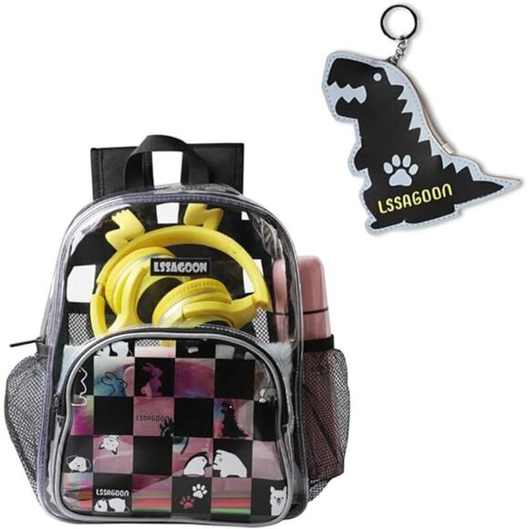 12 inch Back to School Mini Clear Backpack Heavy Duty Transparent Bookbag - Picture 1 of 5